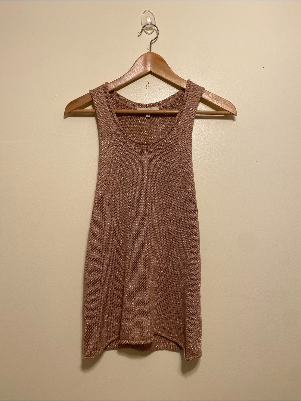 White + Warren Rose Gold Shimmer Knit Sweater  Tank. Size S